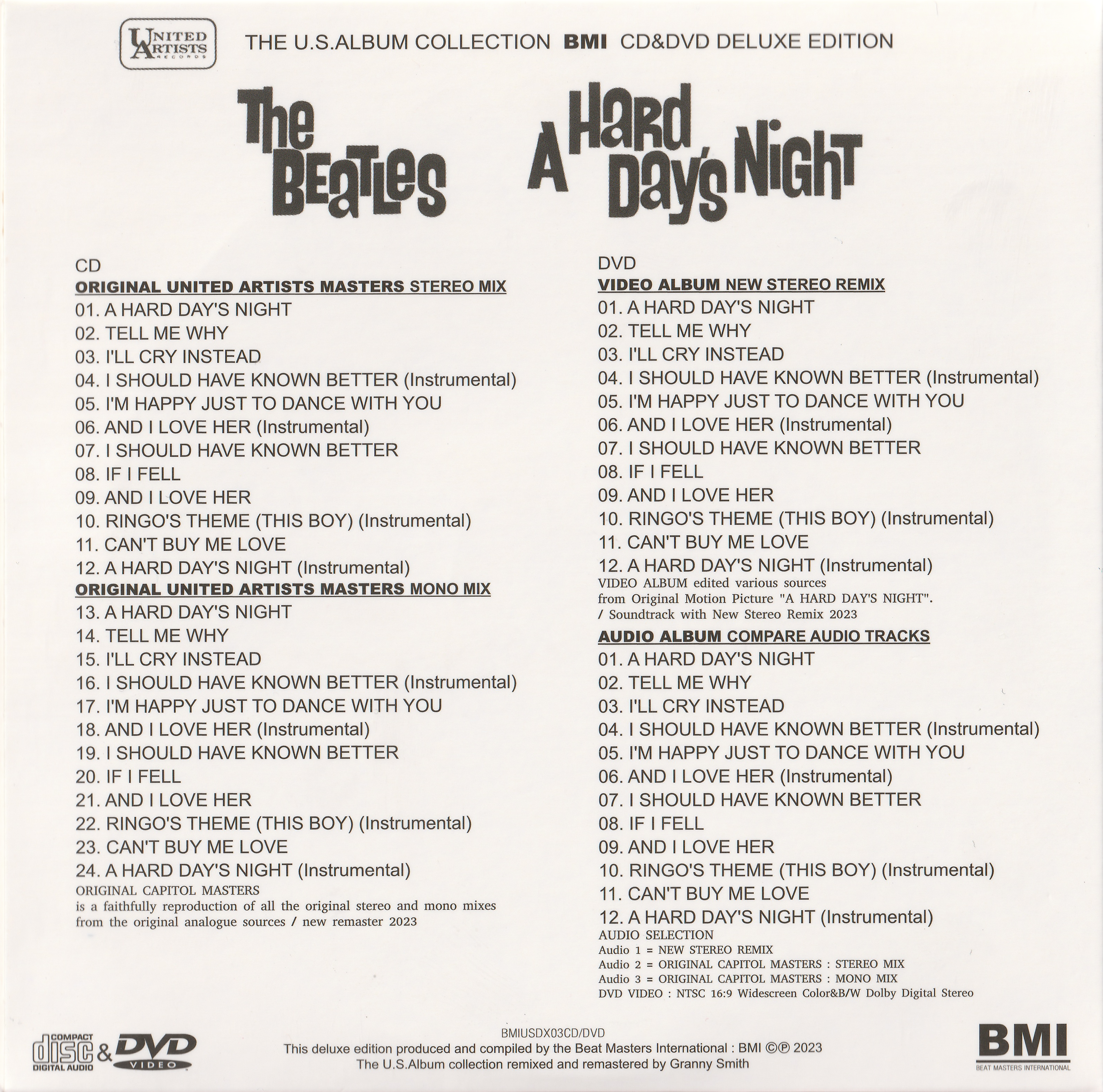 BMI-USDX03CD-DVD - A Hard Day's Night - The U.S. Album Collection Deluxe Edition