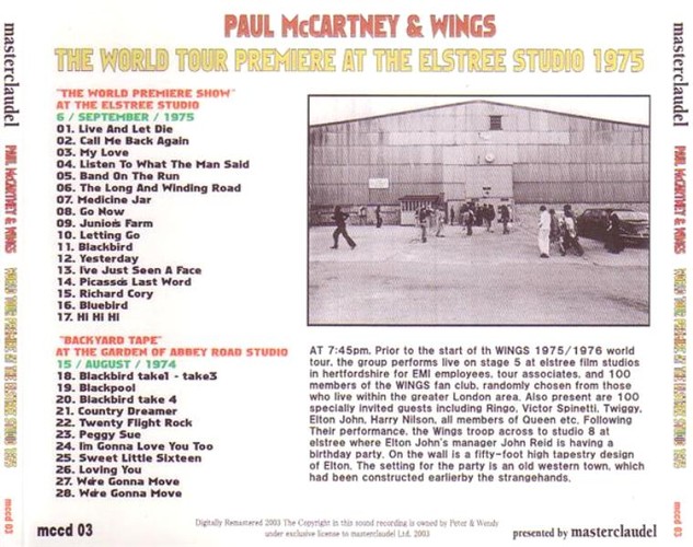 MCCD-003 - The World Tour Premiere 1975
