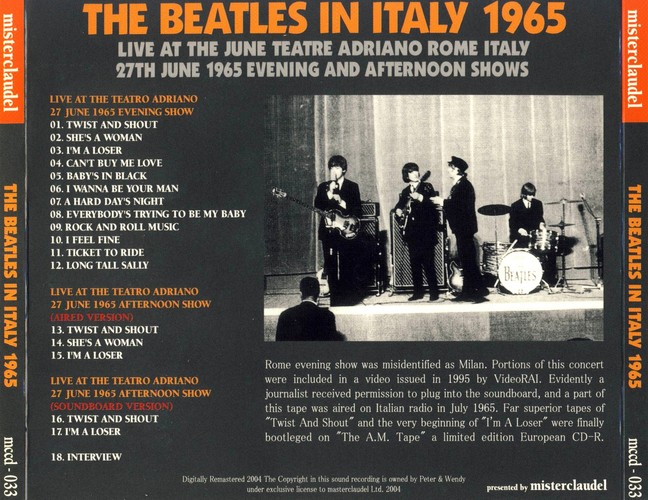 MCCD-033 - The Beatles In Italy 1965