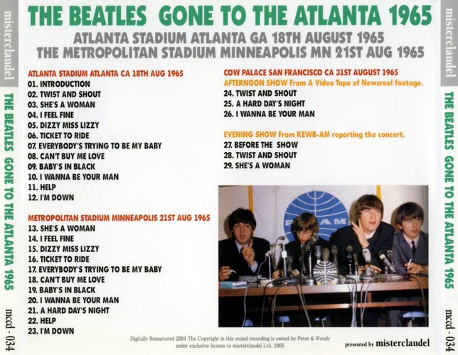 MCCD-034 - The Beatles Gone To The Atlanta 1965