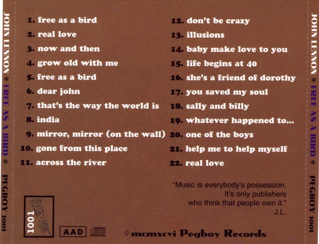 PB-1001 - Free As A Bird. The Dakota Beatle Demos