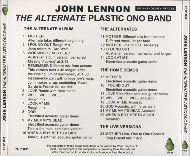 PDP-031 - The Alternate Plastic Ono Band