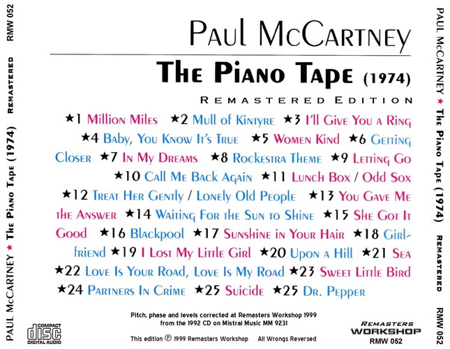 RMW-052 - The Piano Tape (Remastered Edition)