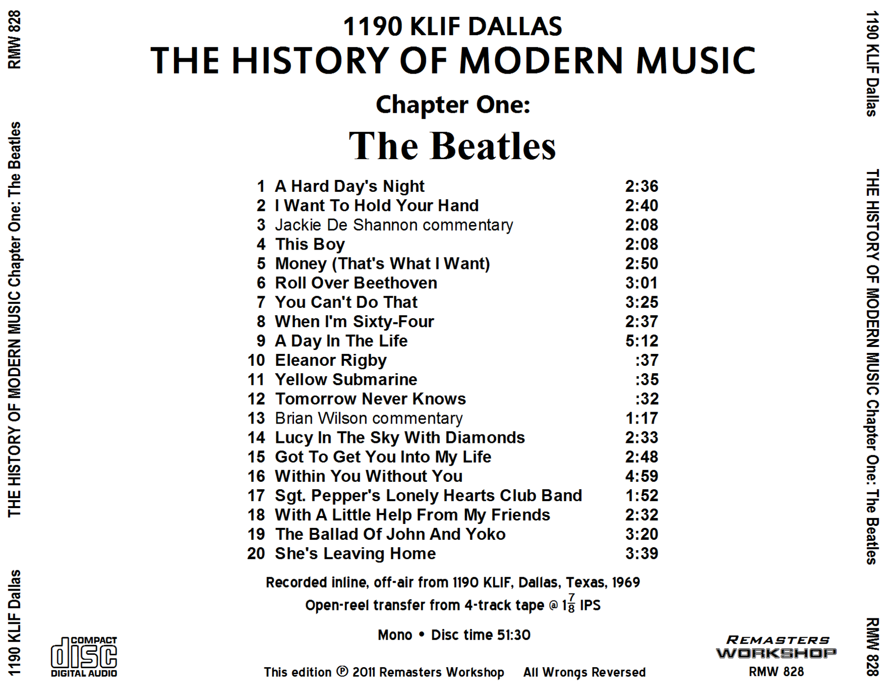 RMW-828 - KLIF Dallas History Of Modern Music. Chapter One – The Beatles