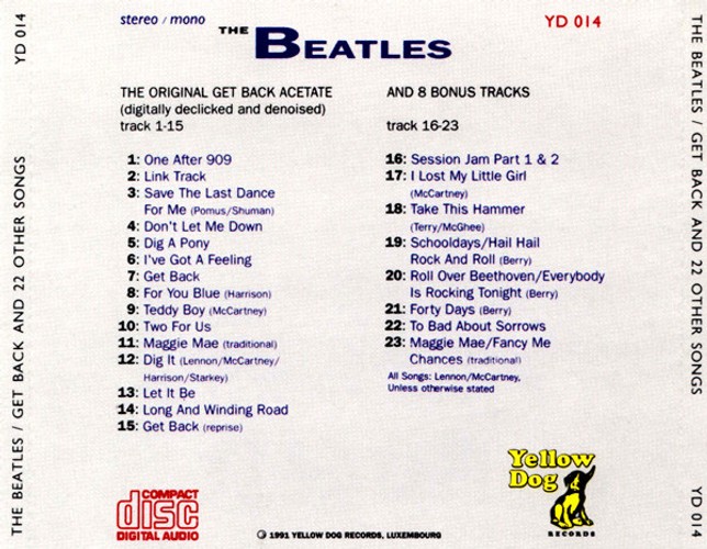 YD-014 - Get Back And 22 Other Songs
